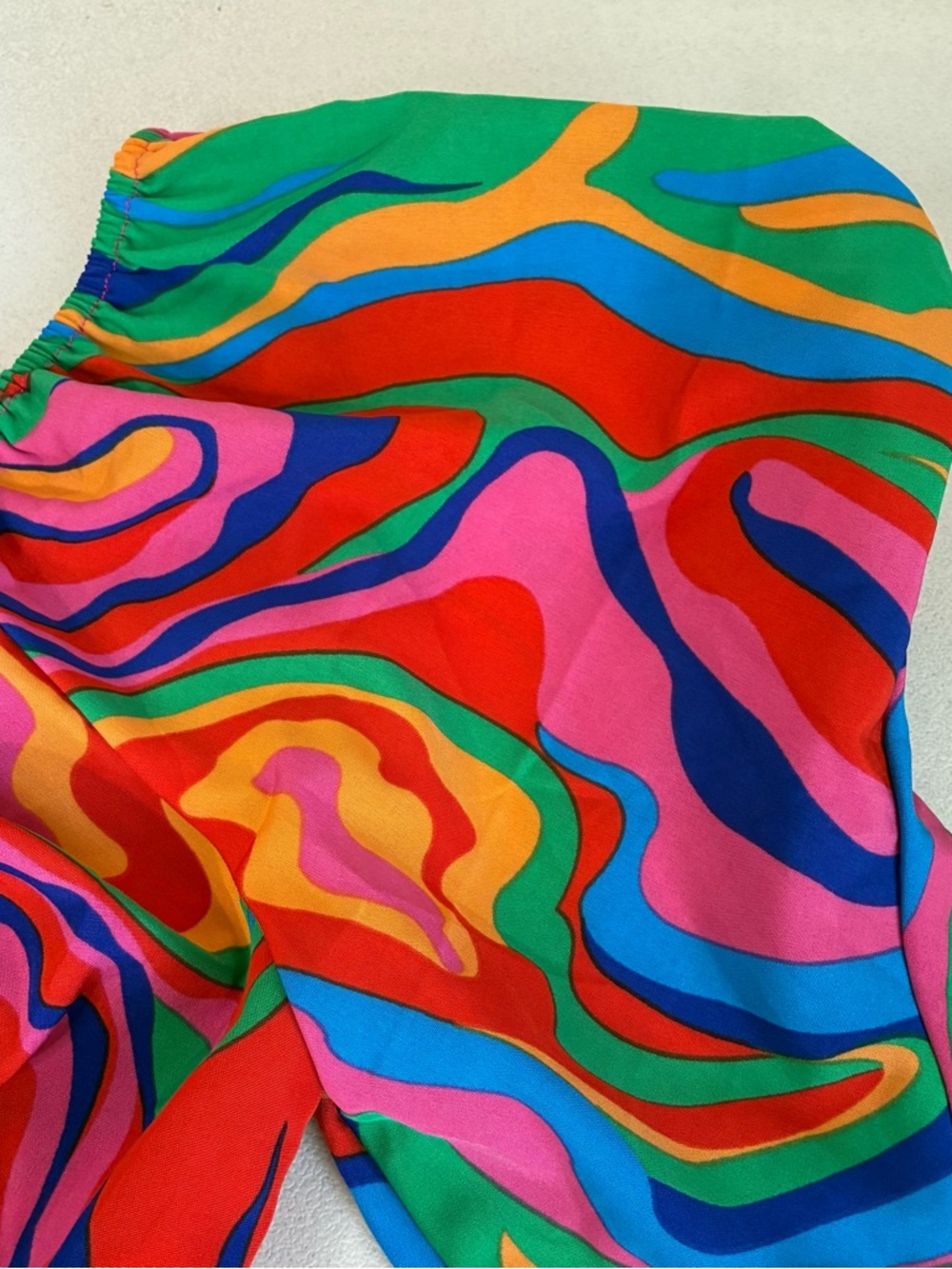Colorful Festival Blouse Womens Large Butterfly Sleeve Pullover Flowy Artsy - Picture 5 of 9